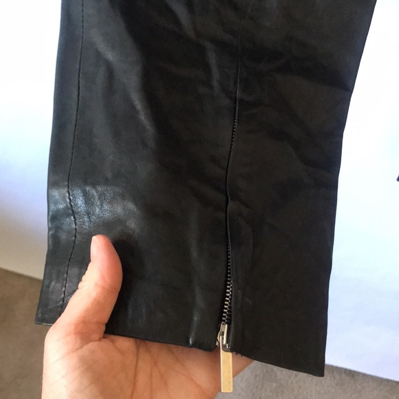 Karen Millen real leather crop pant ankle zip lamb leather size 12 - Picture 16 of 17
